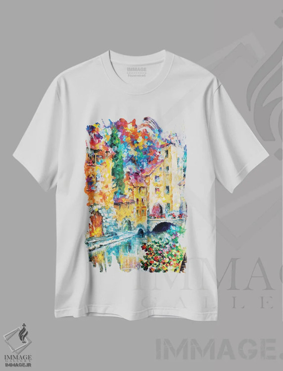 تیشرت سفید طرح دار پنجره ای رو به گذشته، دکور معاصر اثر لئونید آفرموف | فروشگاه ایماژ