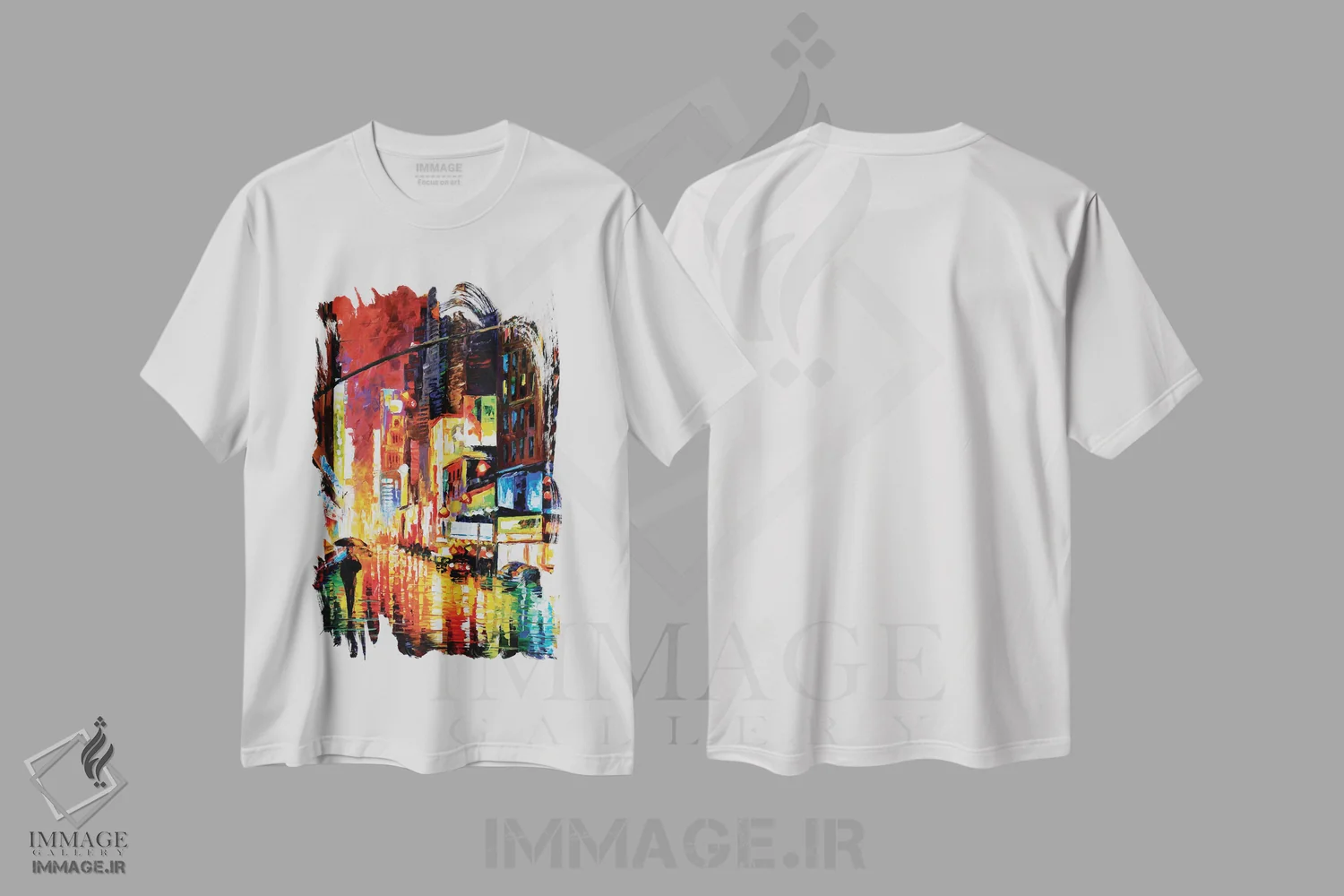 تیشرت سفید طرح دار تایمز اسکوئر، دکور معاصر اثر لئونید آفرموف | فروشگاه ایماژ