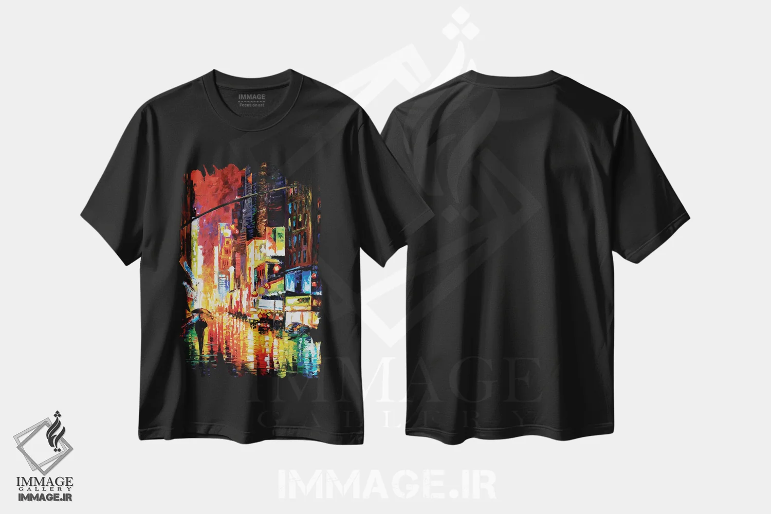 تیشرت مشکی طرح دار تایمز اسکوئر، دکور معاصر اثر لئونید آفرموف | immage.ir
