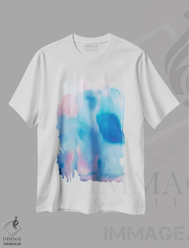 تیشرت سفید طرح دار آبی ها II اثر لوئیزه اللربروک آرت | immage.ir