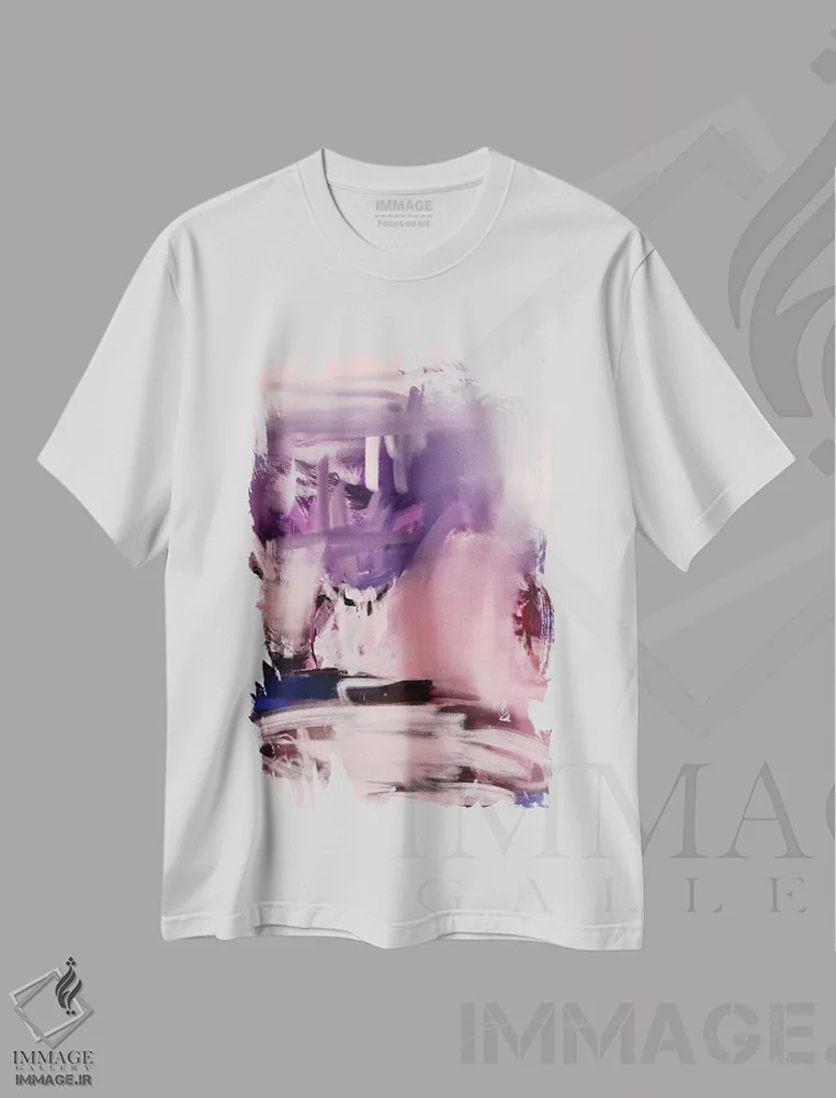 تیشرت سفید طرح دار بنفش اثر لوئیزه اللربروک آرت | immage.ir