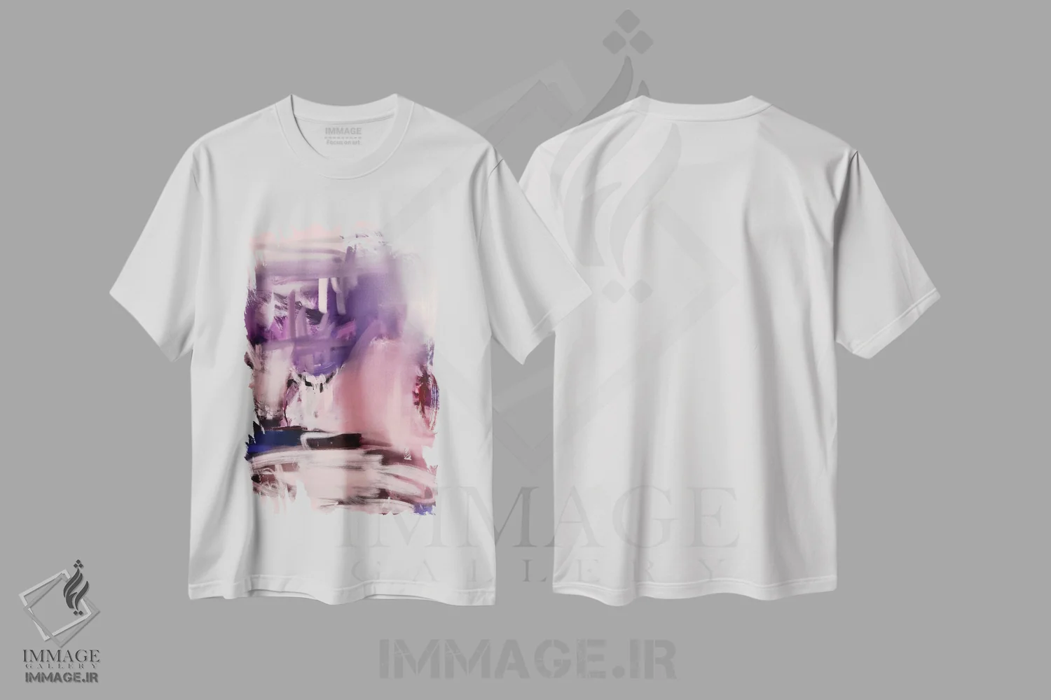 تیشرت سفید طرح دار بنفش اثر لوئیزه اللربروک آرت | immage.ir