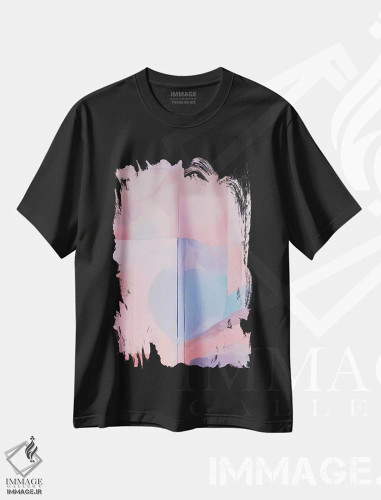 تیشرت مشکی طرح دار مزارع رنگارنگ II اثر لوئیزه اللربروک آرت | فروشگاه ایماژ