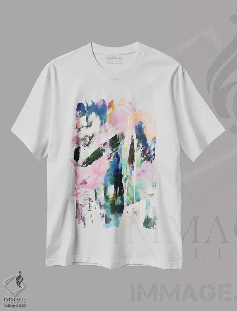 تیشرت سفید طرح دار قدرت رنگ ها اثر لوئیزه اللربروک آرت | فروشگاه ایماژ