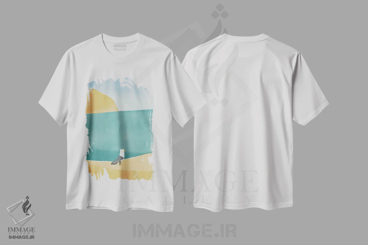 تیشرت سفید طرح دار مرغ دریایی تنها، آبستره اثر لیتل دین | immage.ir