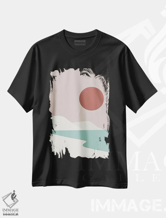 تیشرت مشکی طرح دار ساحل مینیمال، آبستره اثر لیتل دین | immage.ir