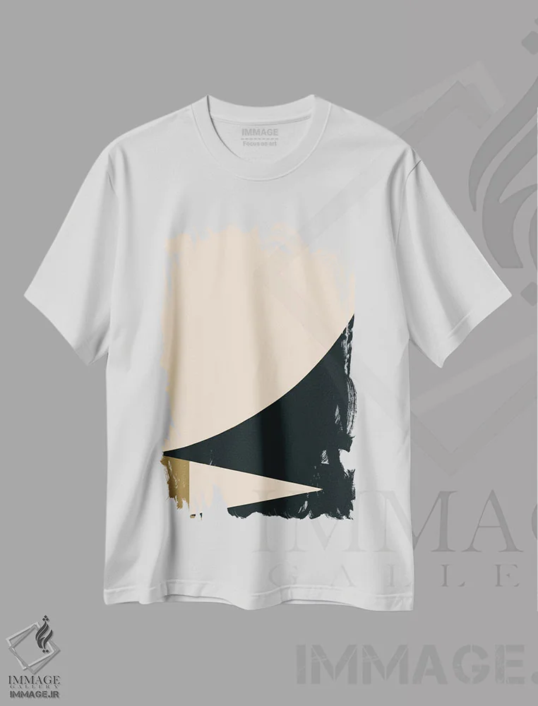 تیشرت سفید طرح دار ربع انتزاعی اثر لیتل دین | فروشگاه ایماژ