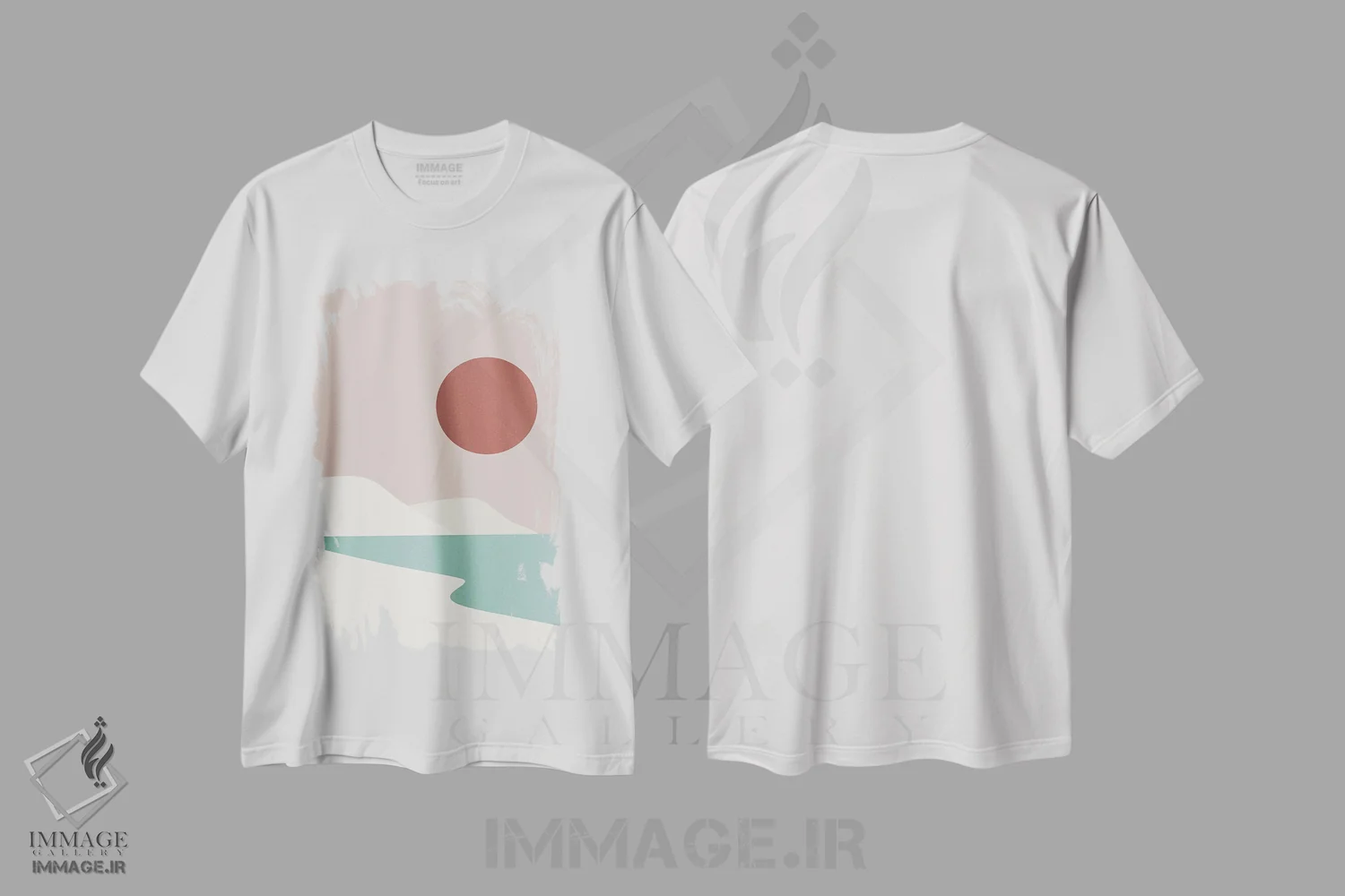 تیشرت سفید طرح دار ساحل مینیمال، آبستره اثر لیتل دین | فروشگاه ایماژ