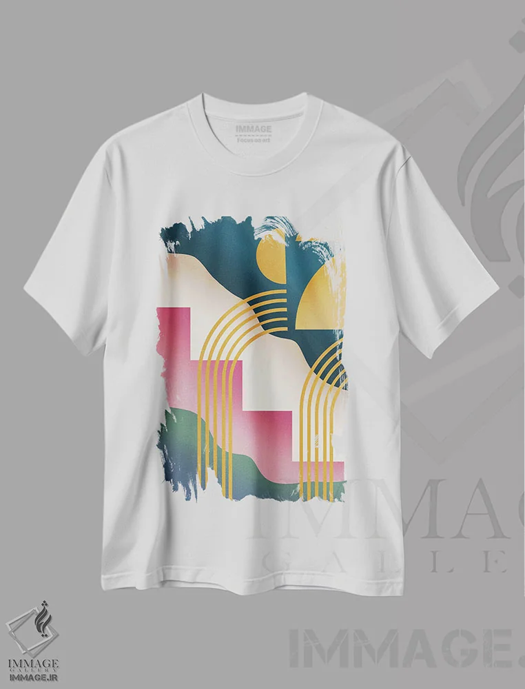 تیشرت سفید طرح دار سبک مایع سازی نیمه قرن اثر لیتل دین | immage.ir