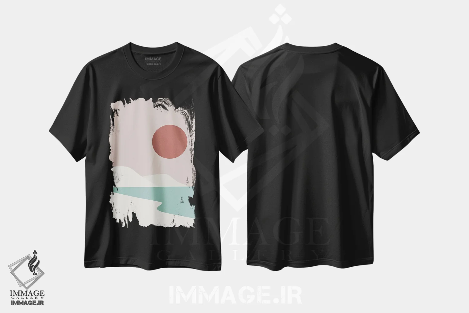 تیشرت مشکی طرح دار ساحل مینیمال، آبستره اثر لیتل دین | immage.ir