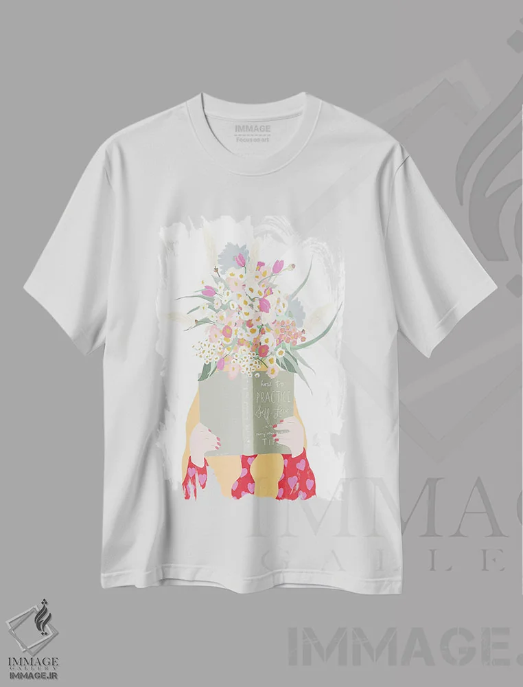 تیشرت سفید طرح دار سر گل دار مراقبت از خود، دکور معاصر اثر لیا استراتسما | immage.ir