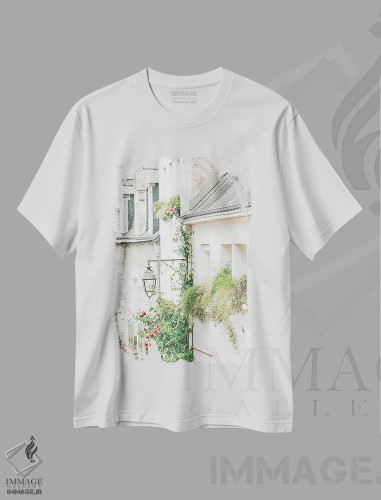 تیشرت سفید طرح دار یک منظره زیبا، مدیوم اثر لیا استراتسما | فروشگاه ایماژ