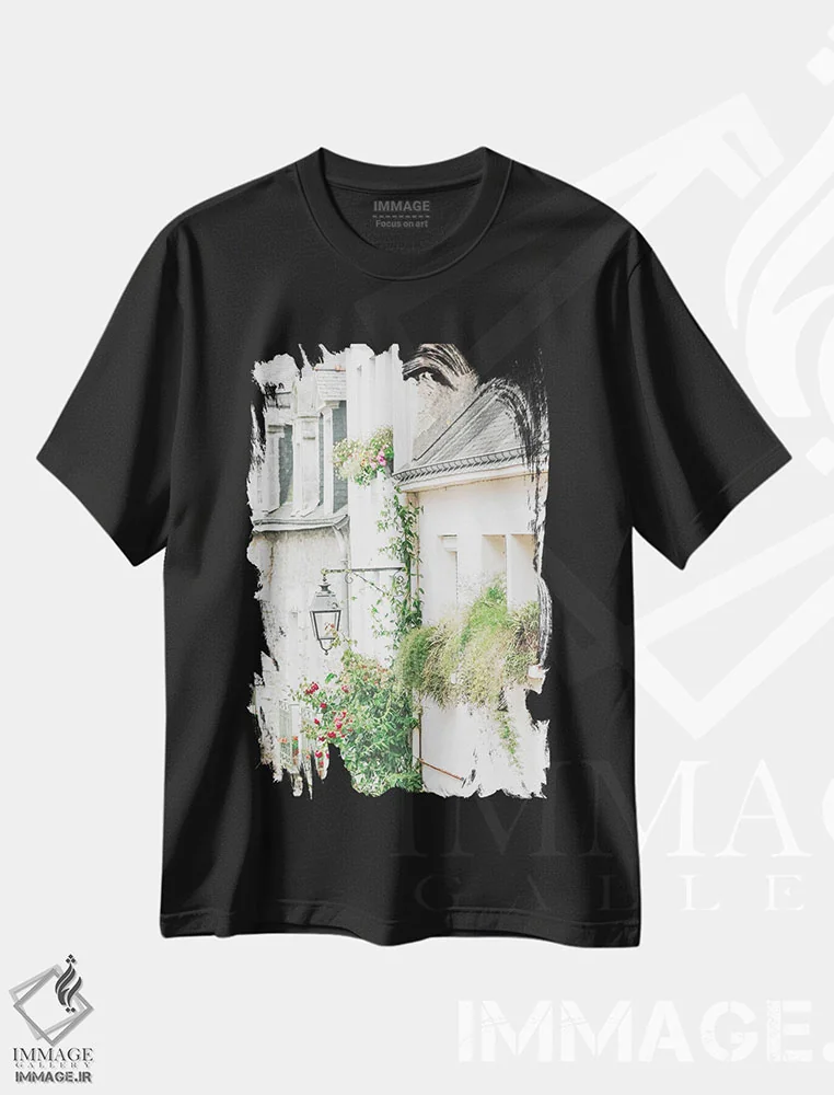 تیشرت مشکی طرح دار یک منظره زیبا، مدیوم اثر لیا استراتسما | immage.ir