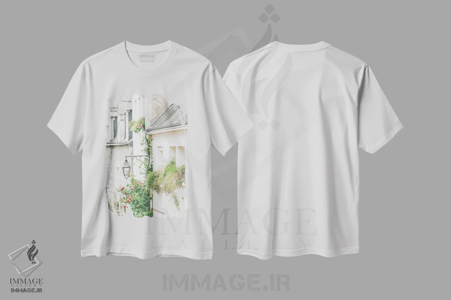 تیشرت سفید طرح دار یک منظره زیبا، مدیوم اثر لیا استراتسما | فروشگاه ایماژ
