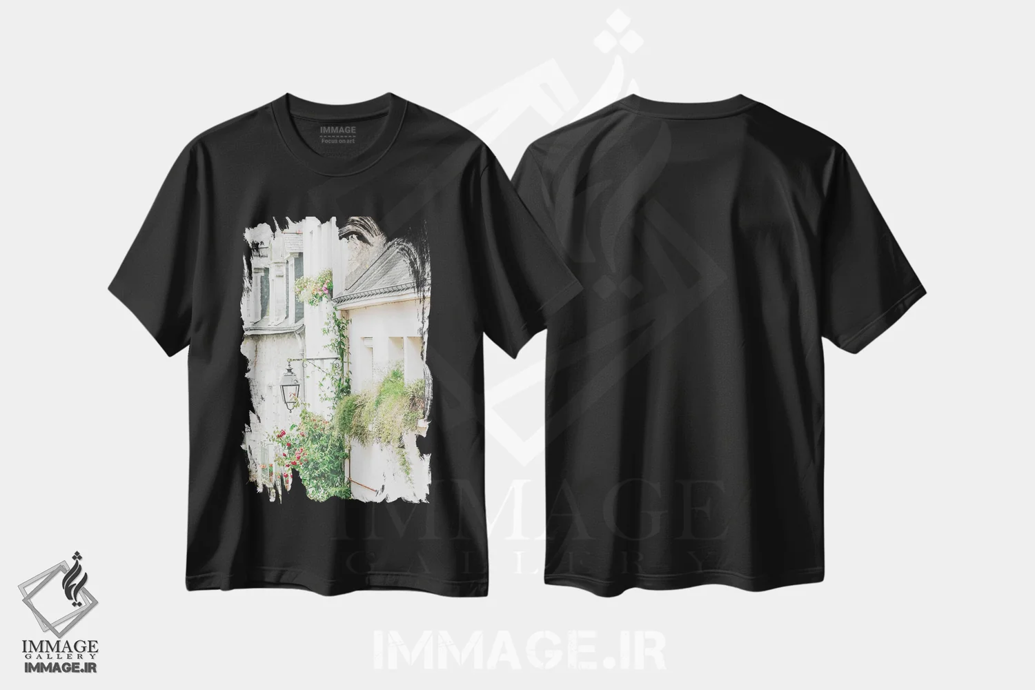 تیشرت مشکی طرح دار یک منظره زیبا، مدیوم اثر لیا استراتسما | immage.ir
