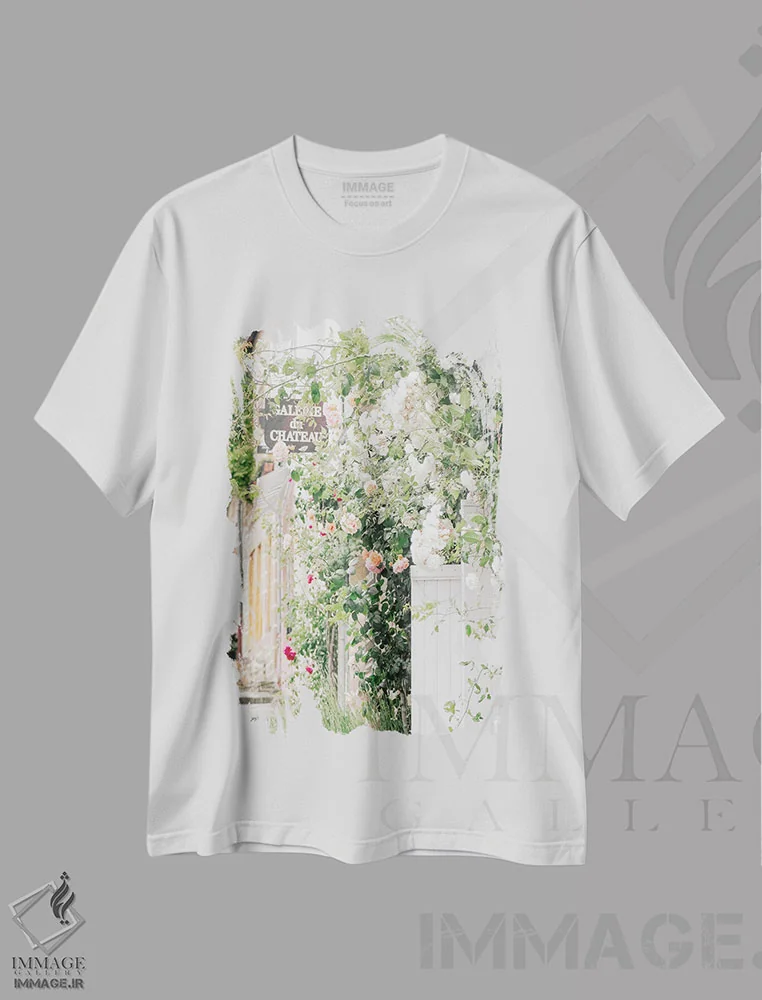 تیشرت سفید طرح دار سلام گل ها، مدیوم اثر لیا استراتسما | فروشگاه ایماژ