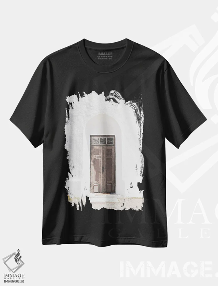 تیشرت مشکی طرح دار خانه ی صحرایی، مدیوم اثر لیا استراتسما | immage.ir