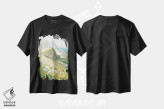 تیشرت مشکی طرح دار تپه ها با گل های وحشی سرزنده اند، مدیوم اثر لیا استراتسما | فروشگاه ایماژ