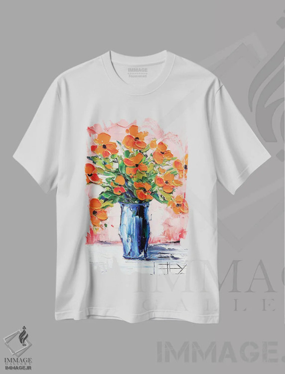 تیشرت سفید طرح دار شقایق II، دکور معاصر اثر لیزا الی | immage.ir