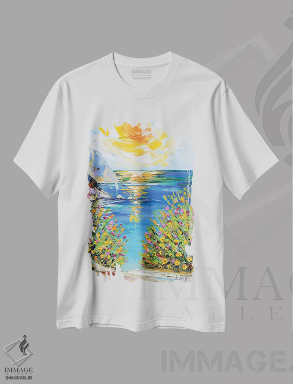 تیشرت سفید طرح دار بیگ سور II، دکور معاصر اثر لیزا الی | فروشگاه ایماژ