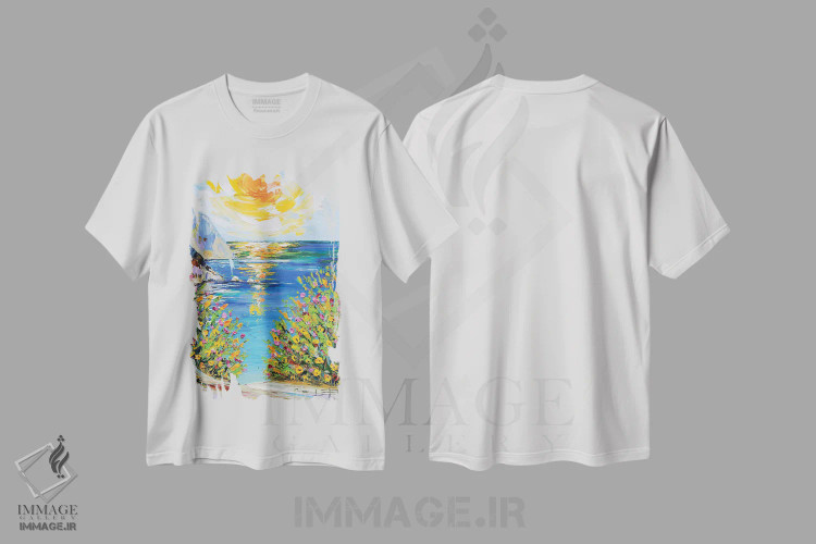 تیشرت سفید طرح دار بیگ سور II، دکور معاصر اثر لیزا الی | فروشگاه ایماژ