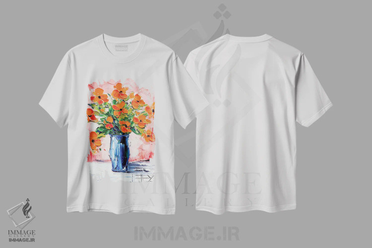 تیشرت سفید طرح دار شقایق II، دکور معاصر اثر لیزا الی | immage.ir