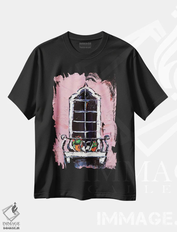 تیشرت مشکی طرح دار درِ دیگری به سوی روح، دکور معاصر اثر لیزا الی | فروشگاه ایماژ