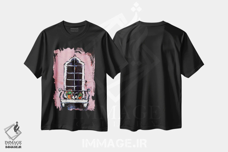 تیشرت مشکی طرح دار درِ دیگری به سوی روح، دکور معاصر اثر لیزا الی | فروشگاه ایماژ