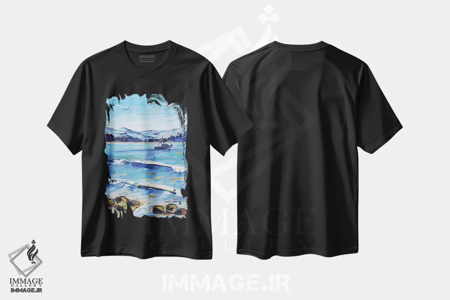 تیشرت مشکی طرح دار روزی در مانتری، دکور ساحلی اثر لیزا الی | immage.ir