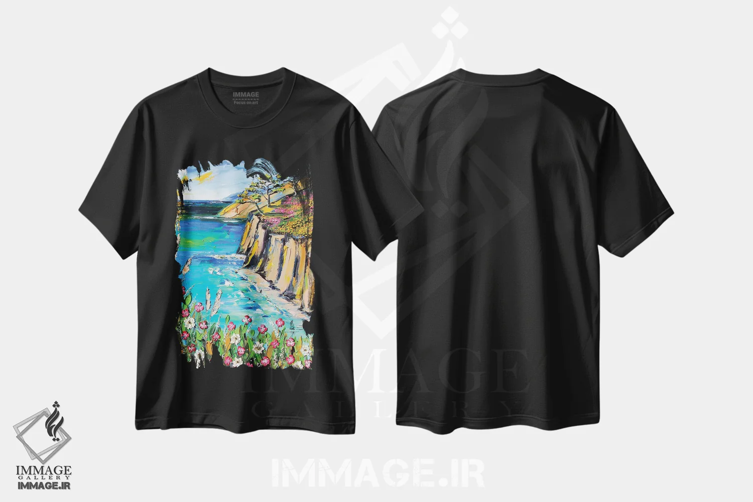 تیشرت مشکی طرح دار بیگ سور با بافت ضخیم رنگ، دکور معاصر اثر لیزا الی | immage.ir