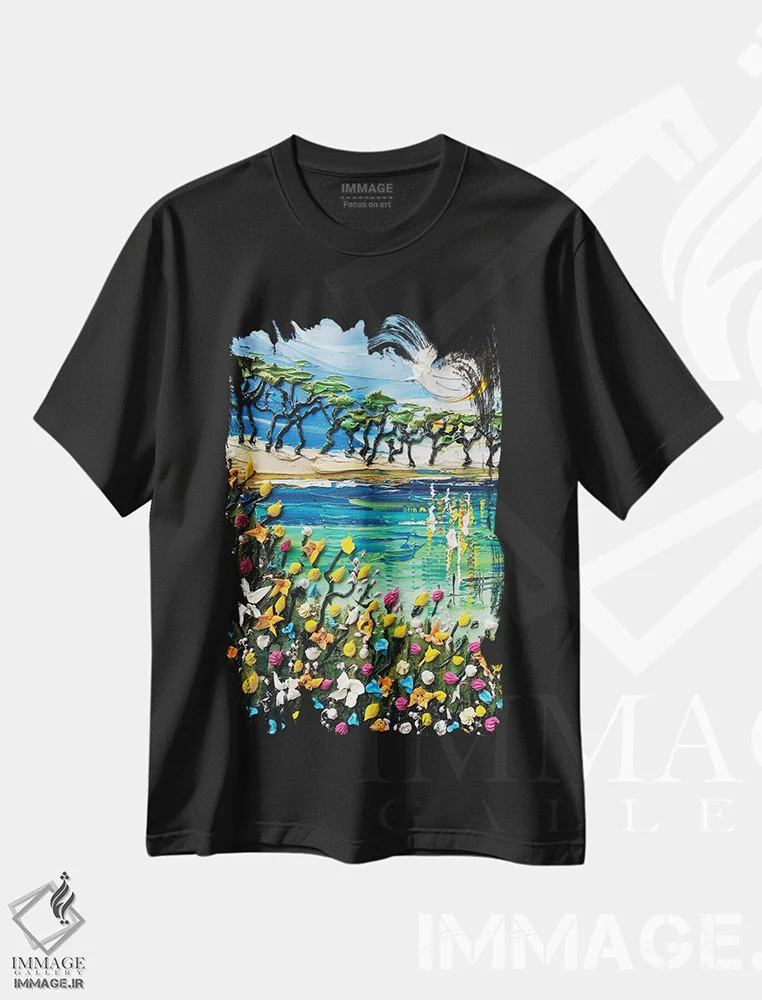 تیشرت مشکی طرح دار رویای کالیفرنیا، آبستره اثر لیزا الی | immage.ir