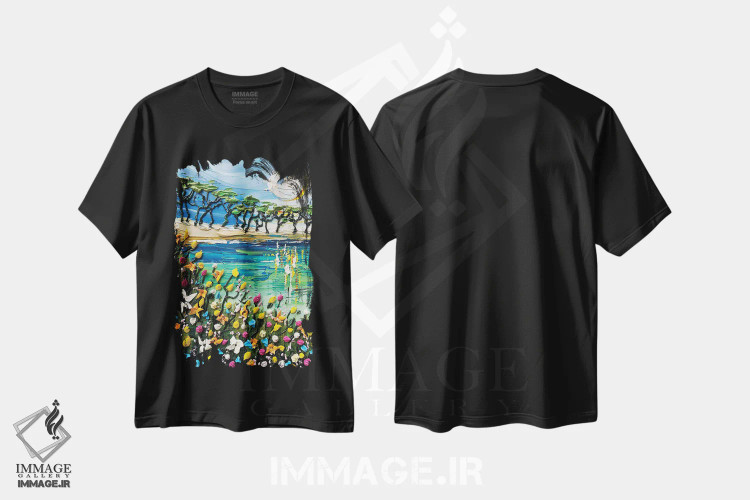 تیشرت مشکی طرح دار رویای کالیفرنیا، آبستره اثر لیزا الی | immage.ir