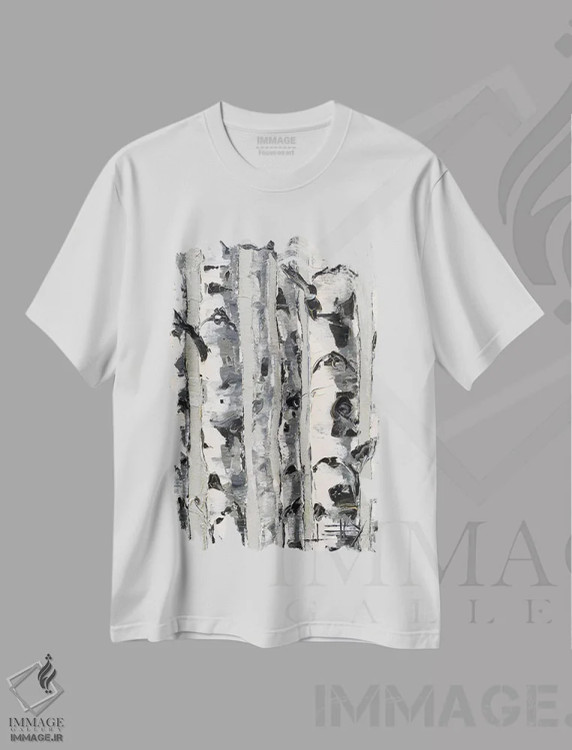 تیشرت سفید طرح دار غان ساده شده، دکور معاصر اثر لیزا الی | immage.ir