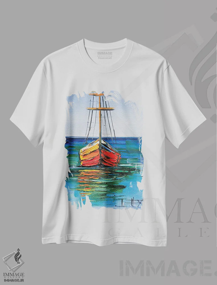 تیشرت سفید طرح دار قایق های مونتری، دکور معاصر اثر لیزا الی | immage.ir