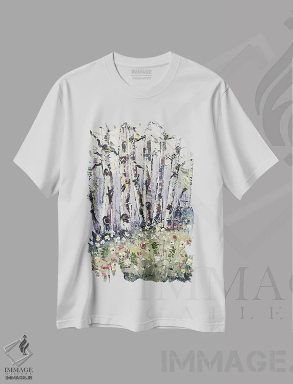 تیشرت سفید طرح دار رویای نیمه تابستان، دکور کلبه و لژ اثر لیزا الی | فروشگاه ایماژ