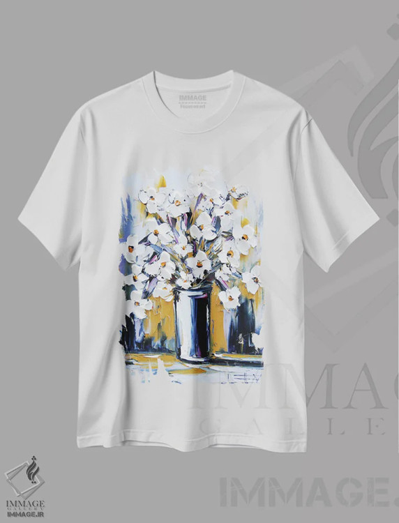 تیشرت سفید طرح دار ظرافت بهار، دکور معاصر اثر لیزا الی | immage.ir