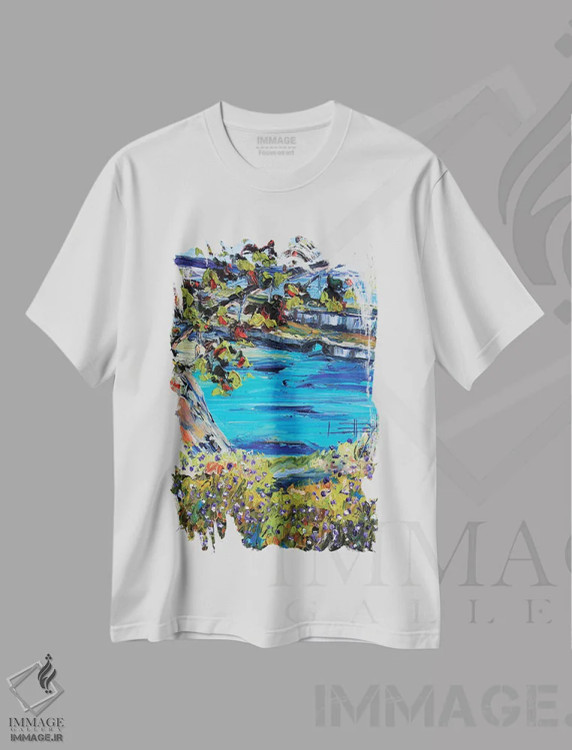 تیشرت سفید طرح دار چاینا کوو، دکور معاصر اثر لیزا الی | فروشگاه ایماژ