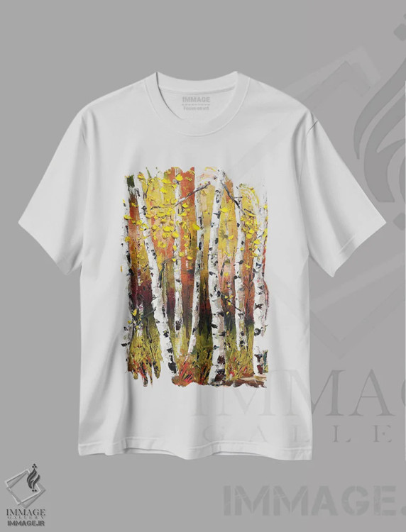 تیشرت سفید طرح دار پاییز مونه، دکور معاصر اثر لیزا الی | immage.ir