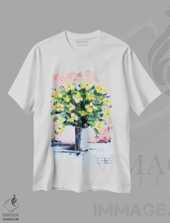 تیشرت سفید طرح دار رویای بیداری، دکور معاصر اثر لیزا الی | فروشگاه ایماژ