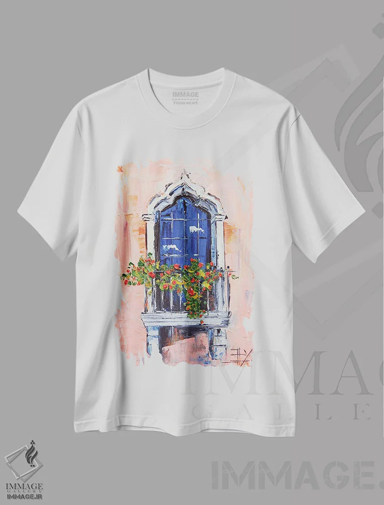 تیشرت سفید طرح دار پنجره عربی، دکور معاصر اثر لیزا الی | immage.ir