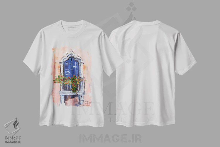تیشرت سفید طرح دار پنجره عربی، دکور معاصر اثر لیزا الی | immage.ir