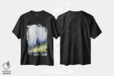تیشرت مشکی طرح دار جنگل باریک درختان توس، دکور معاصر اثر لیزا الی | immage.ir