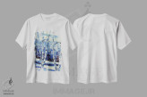 تیشرت سفید طرح دار درختان توس برفی زمستانی، دکور معاصر اثر لیزا الی | immage.ir