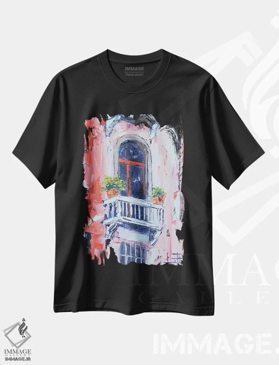 تیشرت مشکی طرح دار رویای ایتالیا، دکور معاصر اثر لیزا الی | فروشگاه ایماژ