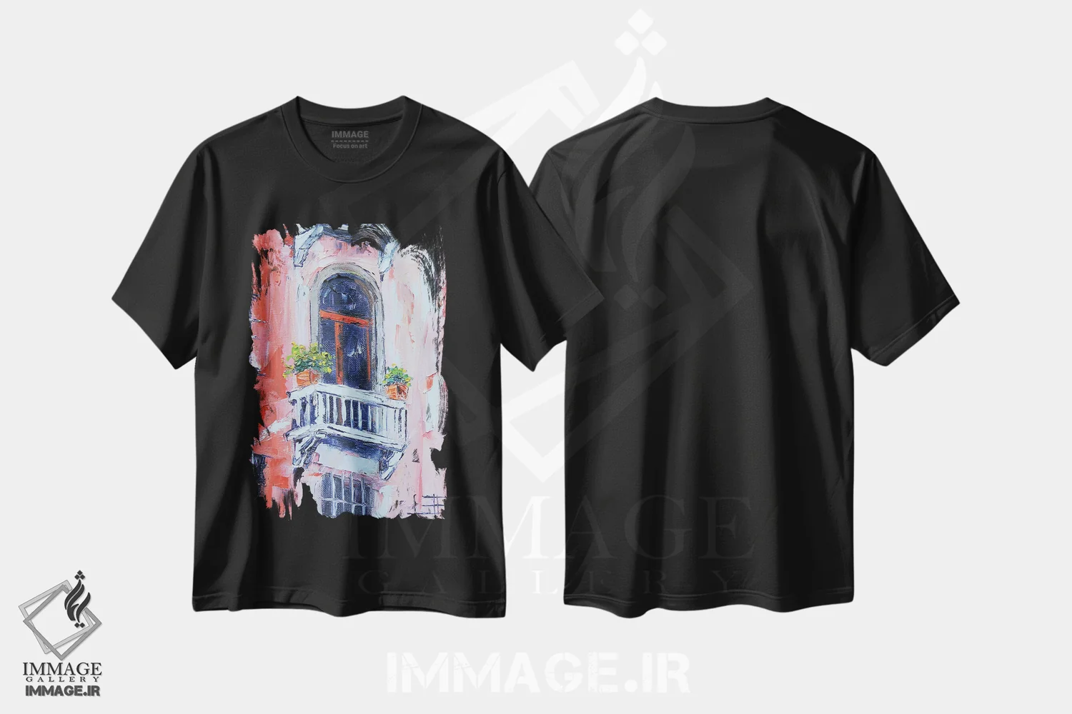 تیشرت مشکی طرح دار رویای ایتالیا، دکور معاصر اثر لیزا الی | فروشگاه ایماژ