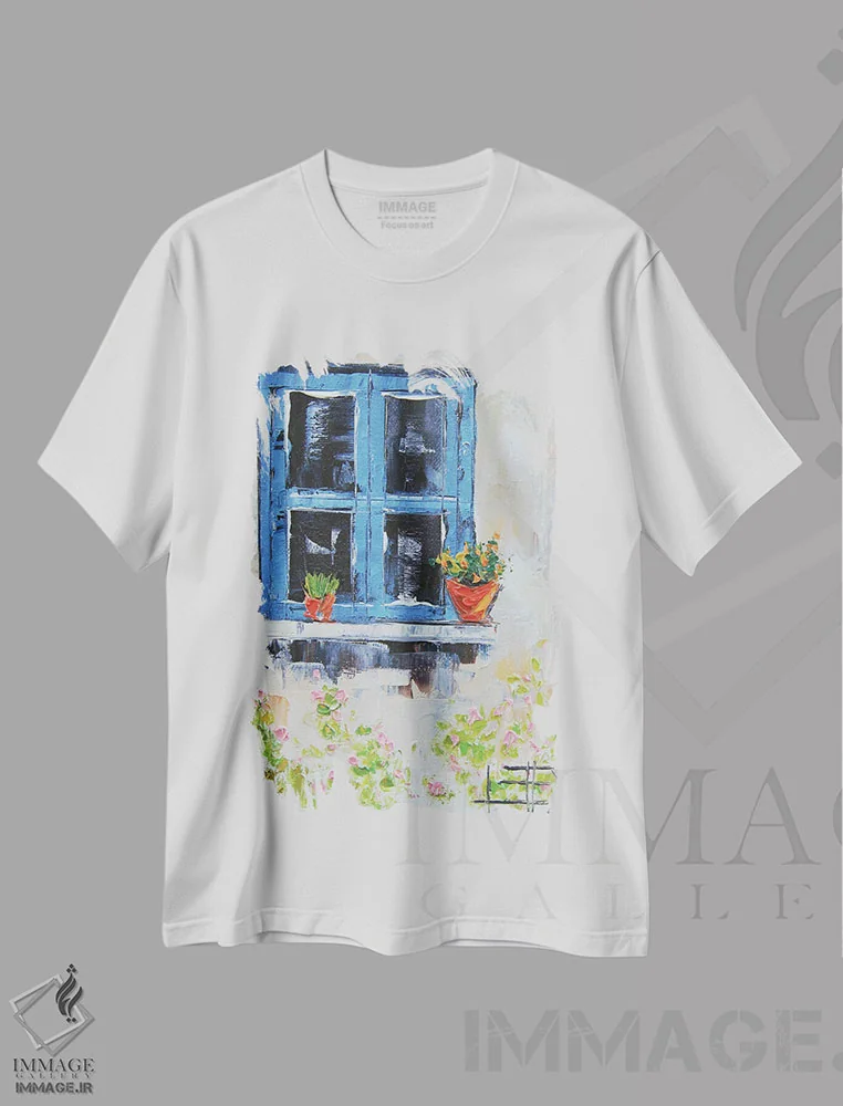تیشرت سفید طرح دار رویای توسکانی، دکور معاصر اثر لیزا الی | فروشگاه ایماژ