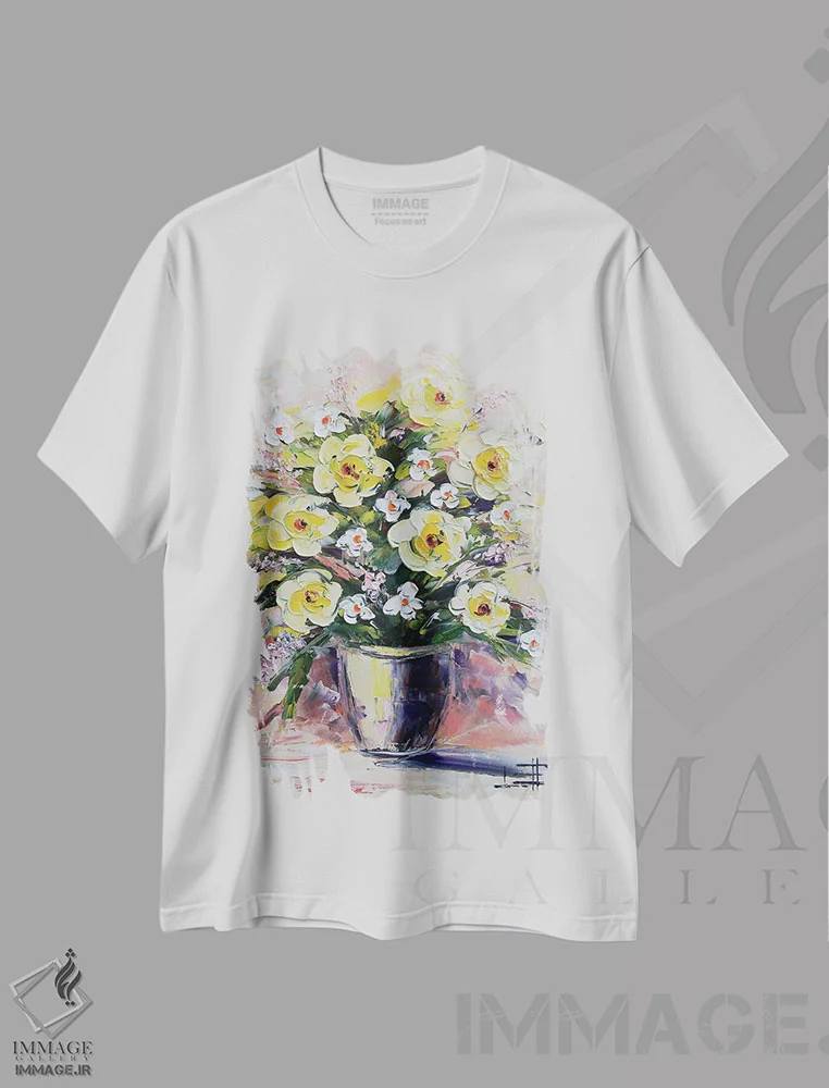 تیشرت سفید طرح دار دسته گل II، دکور معاصر اثر لیزا الی | immage.ir
