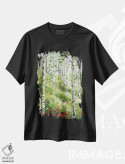 تیشرت مشکی طرح دار رویای جنگلی تابستان، دکور معاصر اثر لیزا الی | فروشگاه ایماژ