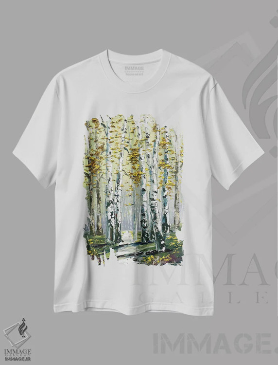 تیشرت سفید طرح دار پایان تابستان، دکور معاصر اثر لیزا الی | فروشگاه ایماژ