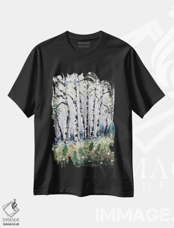 تیشرت مشکی طرح دار رویای تابستانی، دکور کلبه و لژ اثر لیزا الی | immage.ir